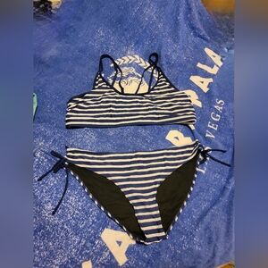 Size 14/16/18 Blue Strip 3 piece Bikini